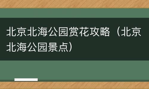 北京北海公园赏花攻略（北京北海公园景点）