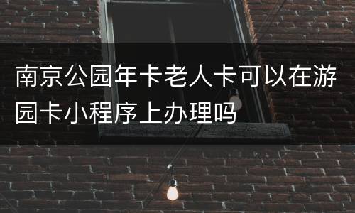 南京公园年卡老人卡可以在游园卡小程序上办理吗