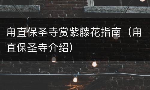 甪直保圣寺赏紫藤花指南（甪直保圣寺介绍）