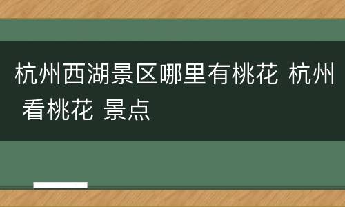 杭州西湖景区哪里有桃花 杭州 看桃花 景点