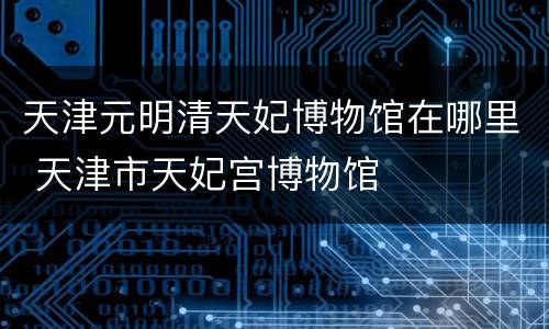 天津元明清天妃博物馆在哪里 天津市天妃宫博物馆