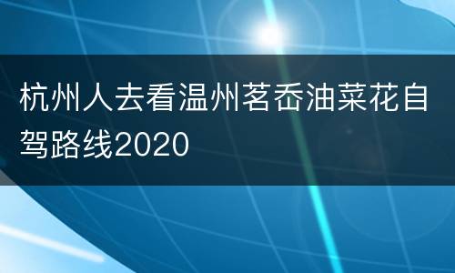 杭州人去看温州茗岙油菜花自驾路线2020
