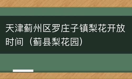 天津蓟州区罗庄子镇梨花开放时间（蓟县梨花园）