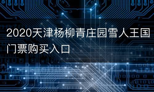 2020天津杨柳青庄园雪人王国门票购买入口