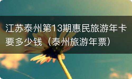 江苏泰州第13期惠民旅游年卡要多少钱（泰州旅游年票）