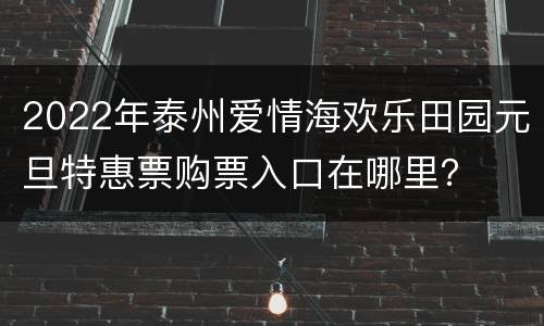 2022年泰州爱情海欢乐田园元旦特惠票购票入口在哪里？
