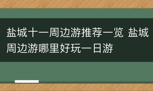 盐城十一周边游推荐一览 盐城周边游哪里好玩一日游