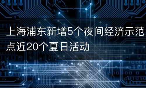 上海浦东新增5个夜间经济示范点近20个夏日活动