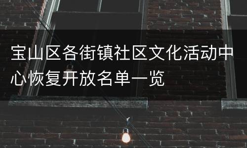 宝山区各街镇社区文化活动中心恢复开放名单一览