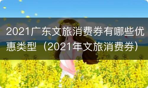 2021广东文旅消费券有哪些优惠类型（2021年文旅消费券）