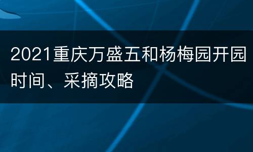 2021重庆万盛五和杨梅园开园时间、采摘攻略
