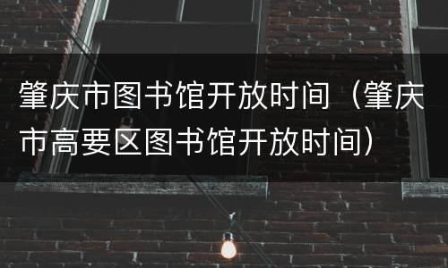 肇庆市图书馆开放时间（肇庆市高要区图书馆开放时间）