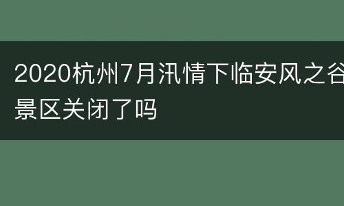 2020杭州7月汛情下临安风之谷景区关闭了吗