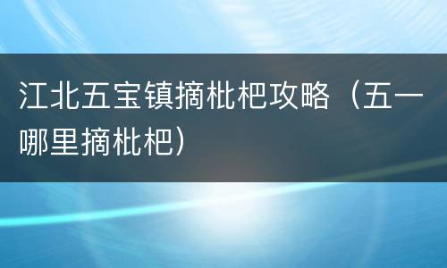 江北五宝镇摘枇杷攻略（五一哪里摘枇杷）