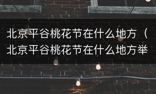 北京平谷桃花节在什么地方（北京平谷桃花节在什么地方举行）