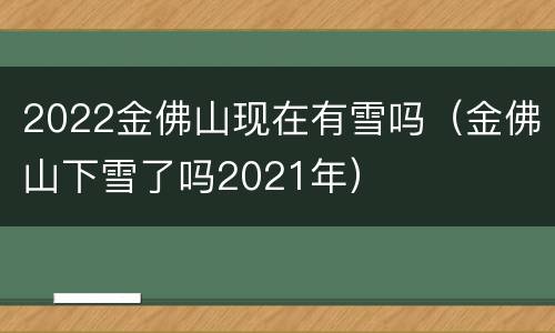 2022金佛山现在有雪吗（金佛山下雪了吗2021年）