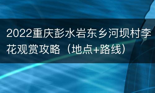 2022重庆彭水岩东乡河坝村李花观赏攻略（地点+路线）