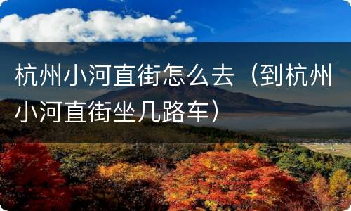 杭州小河直街怎么去（到杭州小河直街坐几路车）