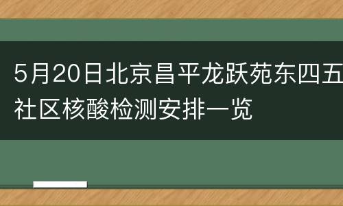 5月20日北京昌平龙跃苑东四五社区核酸检测安排一览