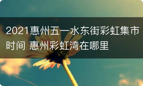2021惠州五一水东街彩虹集市时间 惠州彩虹湾在哪里