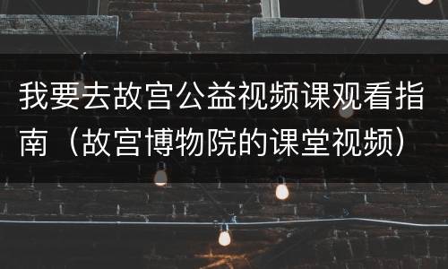 我要去故宫公益视频课观看指南（故宫博物院的课堂视频）