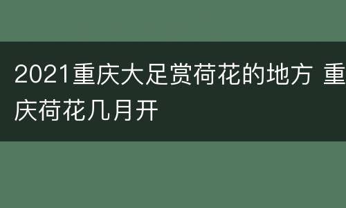 2021重庆大足赏荷花的地方 重庆荷花几月开