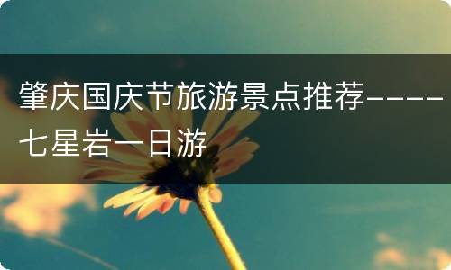 肇庆国庆节旅游景点推荐----七星岩一日游