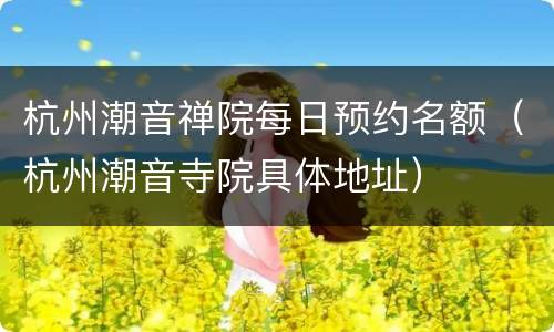 杭州潮音禅院每日预约名额（杭州潮音寺院具体地址）