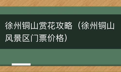 徐州铜山赏花攻略（徐州铜山风景区门票价格）