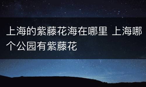 上海的紫藤花海在哪里 上海哪个公园有紫藤花