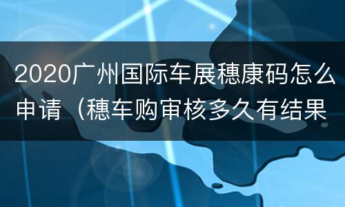 2020广州国际车展穗康码怎么申请（穗车购审核多久有结果）