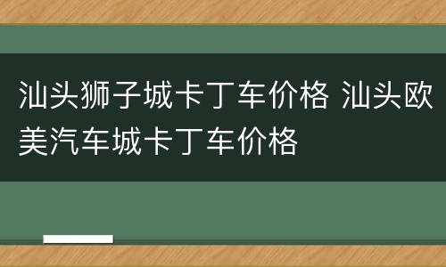 汕头狮子城卡丁车价格 汕头欧美汽车城卡丁车价格