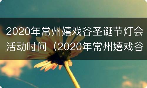 2020年常州嬉戏谷圣诞节灯会活动时间（2020年常州嬉戏谷圣诞节灯会活动时间安排）