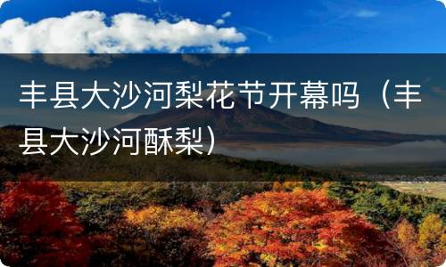 丰县大沙河梨花节开幕吗（丰县大沙河酥梨）