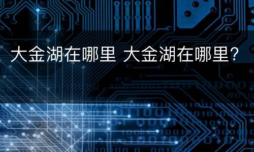 大金湖在哪里 大金湖在哪里?