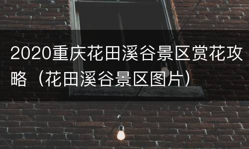 2020重庆花田溪谷景区赏花攻略（花田溪谷景区图片）