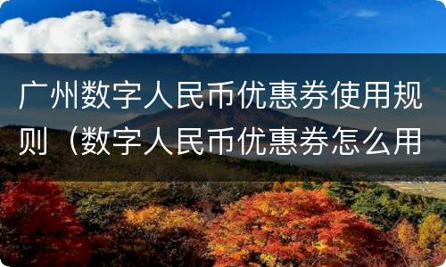 广州数字人民币优惠券使用规则（数字人民币优惠券怎么用）