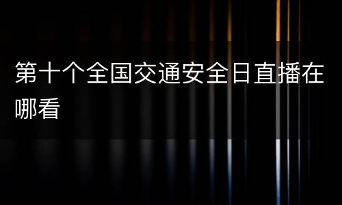 第十个全国交通安全日直播在哪看