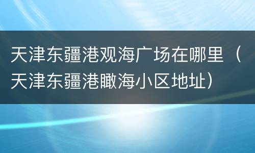 天津东疆港观海广场在哪里（天津东疆港瞰海小区地址）