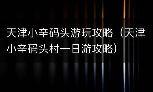 天津小辛码头游玩攻略（天津小辛码头村一日游攻略）