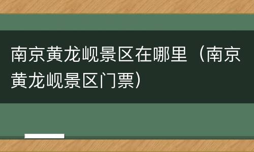 南京黄龙岘景区在哪里（南京黄龙岘景区门票）