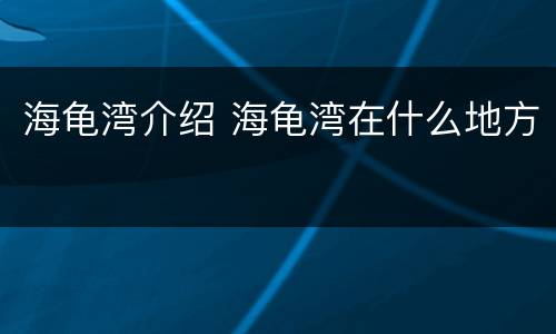 海龟湾介绍 海龟湾在什么地方