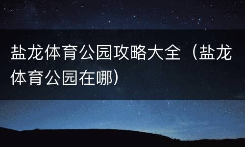 盐龙体育公园攻略大全（盐龙体育公园在哪）