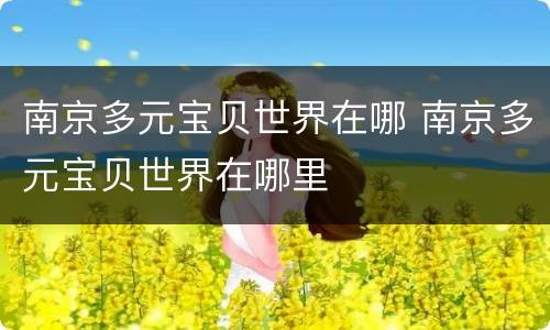 南京多元宝贝世界在哪 南京多元宝贝世界在哪里