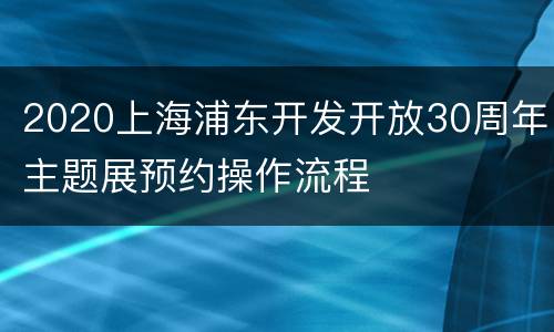 2020上海浦东开发开放30周年主题展预约操作流程