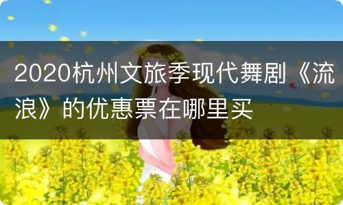 2020杭州文旅季现代舞剧《流浪》的优惠票在哪里买