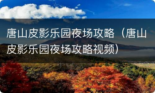 唐山皮影乐园夜场攻略（唐山皮影乐园夜场攻略视频）