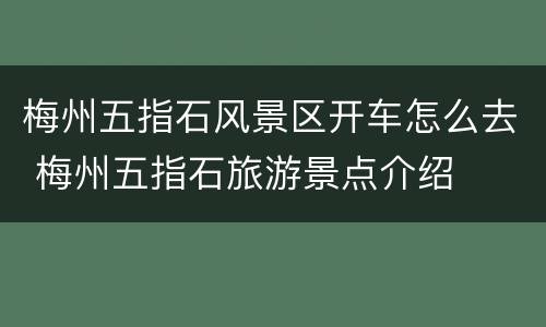 梅州五指石风景区开车怎么去 梅州五指石旅游景点介绍