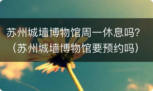 苏州城墙博物馆周一休息吗？（苏州城墙博物馆要预约吗）