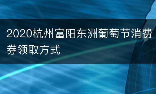 2020杭州富阳东洲葡萄节消费券领取方式